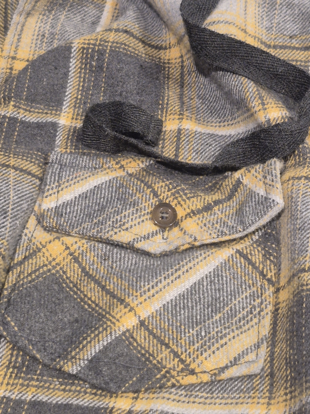 Men's Hooded Plaid Flannel Shirt Jacket - Gray & Yellow Unisex - Picture 6 of 7